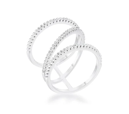 Shauna 0.4ct CZ Rhodium Wide Contemporary Ring