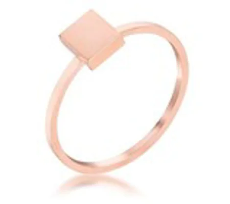Stainless Steel Rose Goldtone Plated Square Stackable Ring