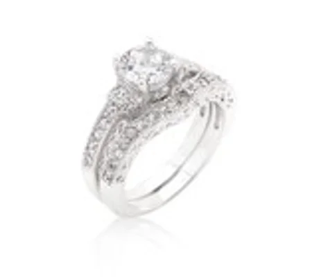 Art Deco Round Cut Bridal Set