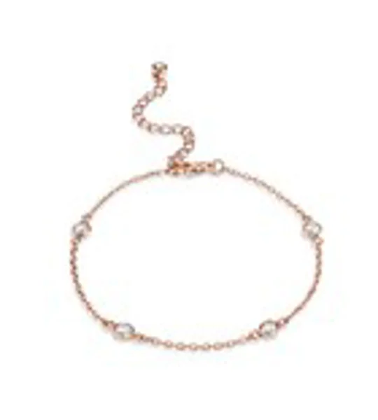 1Ct Rose Gold Plated Clear CZ Round Bezel Saturn Bracelet