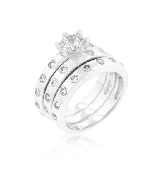 Bezel Set Engagement Ring Set