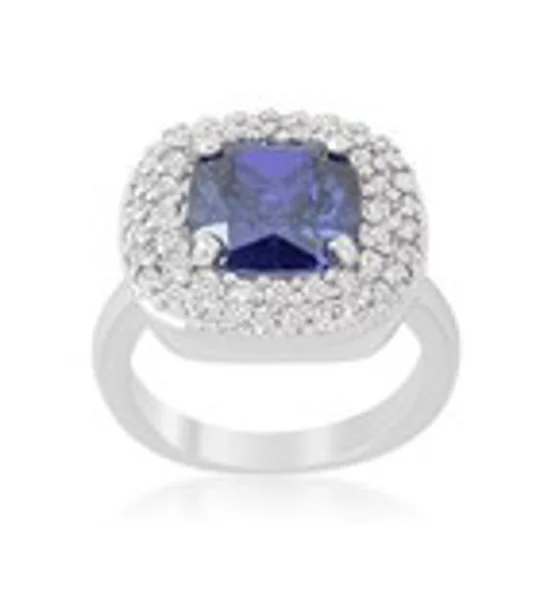 Micropave Lavender Purple Bridal Cocktail Ring