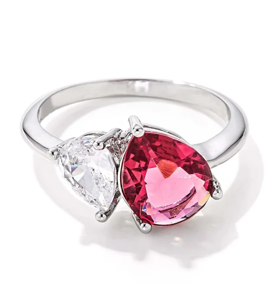 2.75ct Clear & Rose Pink Toi et Moi CZ Ring