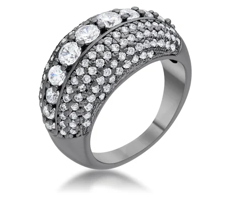 Krista 1.5ct CZ Hematite Contemporary Cocktail Ring