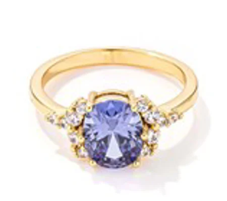 3ct. Gold Plated Oval Tanzanite CZ Engagement Ring