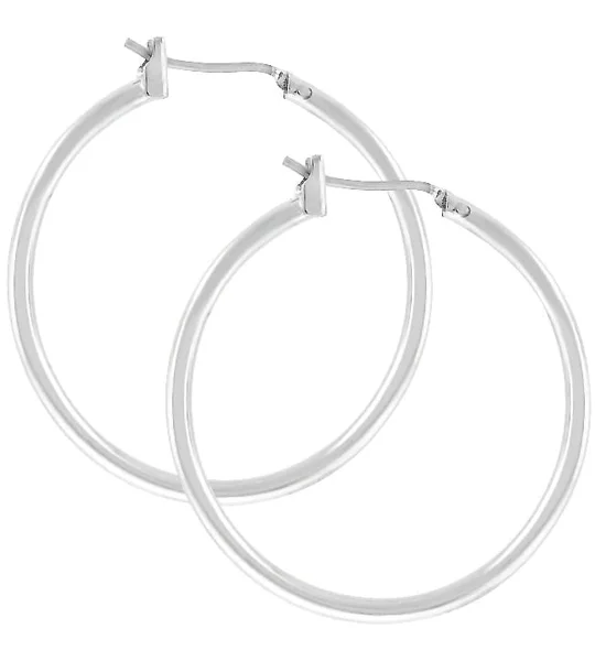 Silvertone Finish Hoop Earrings