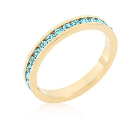 Stylish Stackables Aqua Crystal Gold Ring