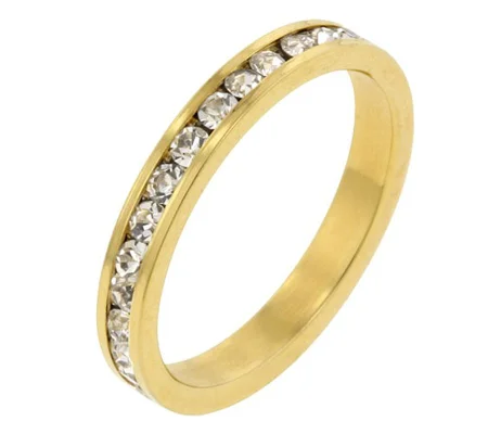 Stylish Stackables Clear Crystal Gold Ring