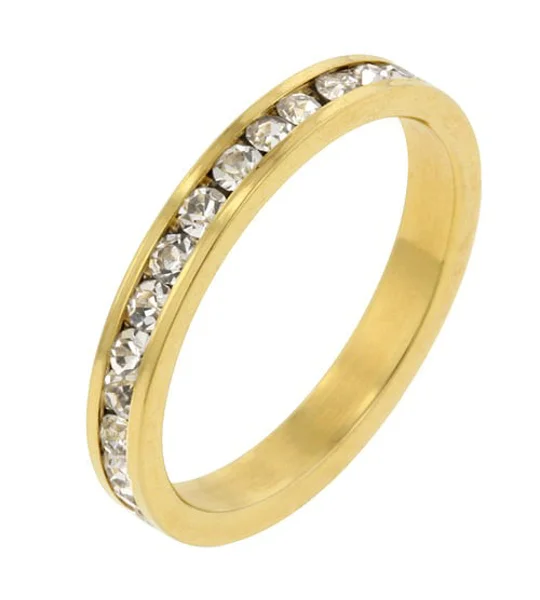 Stylish Stackables Clear Crystal Gold Ring