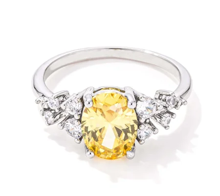 2.95ct. Captivating Lemon Yellow CZ Engagement Ring
