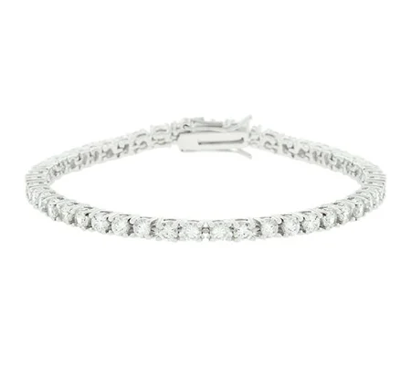 Silvertone Finish Victorian Cubic Zirconia Tennis 8 Inch Bracelet