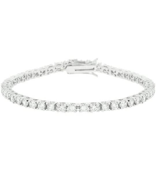 Silvertone Finish Victorian Cubic Zirconia Tennis 8 Inch Bracelet