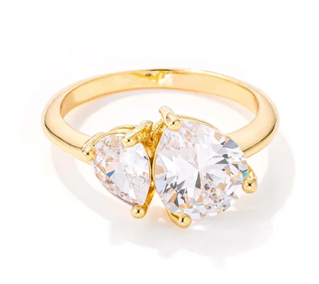 2.75ct Gold Plated Toi et Moi CZ Ring