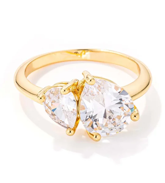 2.75ct Gold Plated Toi et Moi CZ Ring