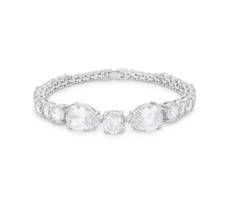 Elegant Pear and Round Cubic Zirconia Tennis Bracelet
