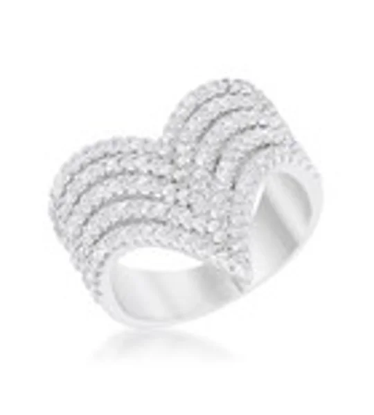 Vera 1.42ct CZ Rhodium Vintage Inspired Cocktail Ring