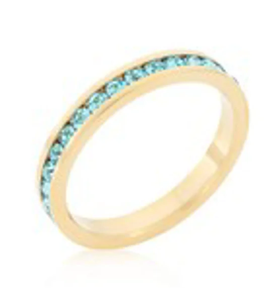 Stylish Stackables Aqua Crystal Gold Ring