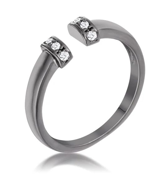 Hematite Petite CZ Clear Open Cuff Ring