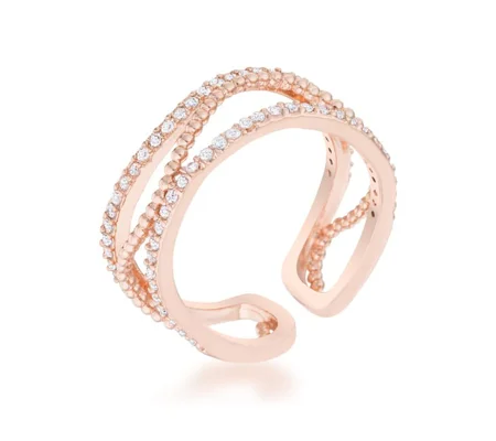 Marina 0.5ct CZ Rose Gold Abstract Cuff Ring