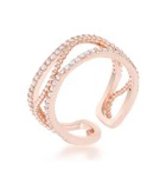 Marina 0.5ct CZ Rose Gold Abstract Cuff Ring