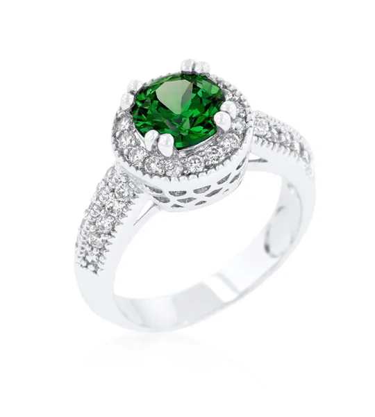 Emerald Halo Engagement Ring