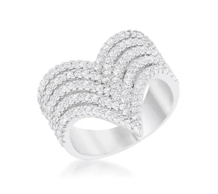 Vera 1.42ct CZ Rhodium Vintage Inspired Cocktail Ring