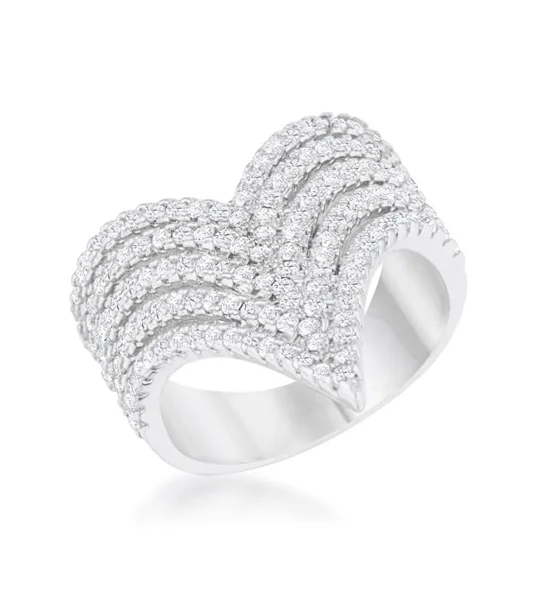 Vera 1.42ct CZ Rhodium Vintage Inspired Cocktail Ring