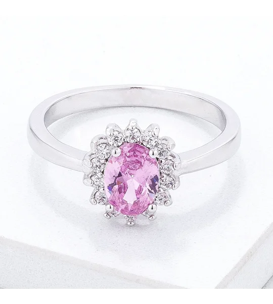 Pink Ice CZ Petite Oval Ring