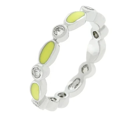 Yellow Link Enamel Stacker Ring