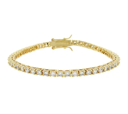 Goldtone Finish Victorian Cubic Zirconia Tennis 8 Inch Bracelet