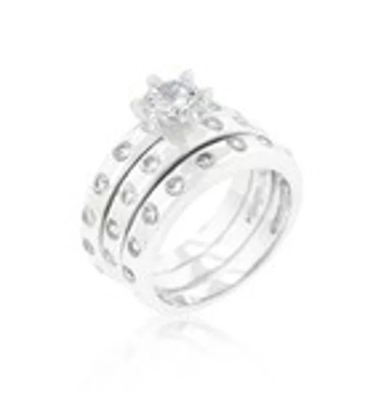 Bezel Set Engagement Ring Set