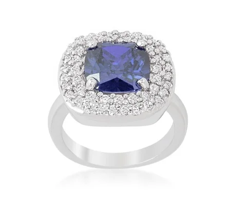 Micropave Lavender Purple Bridal Cocktail Ring