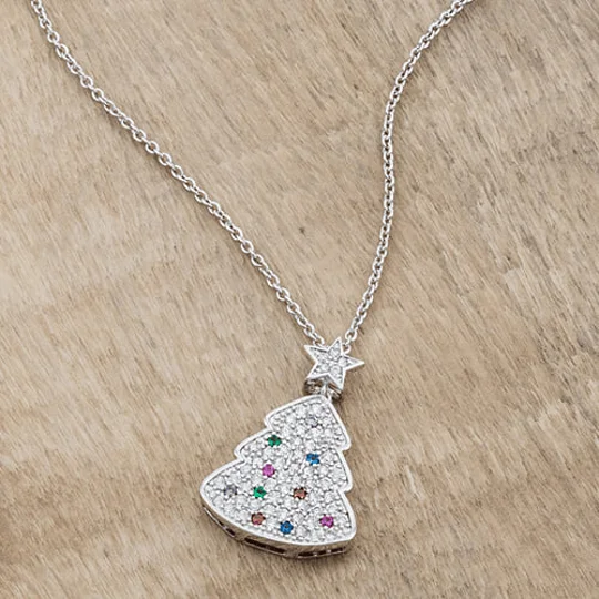 Multicolor Christmas Tree Drop Necklace for Women