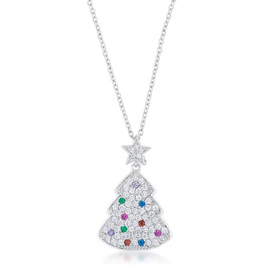 Multicolor Christmas Tree Drop Necklace for Women