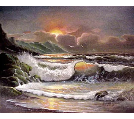 Breaking Waves at Sunset (5 x 7 canvas print)