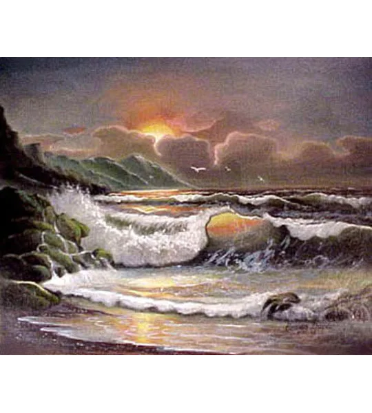 Breaking Waves at Sunset (5 x 7 canvas print)