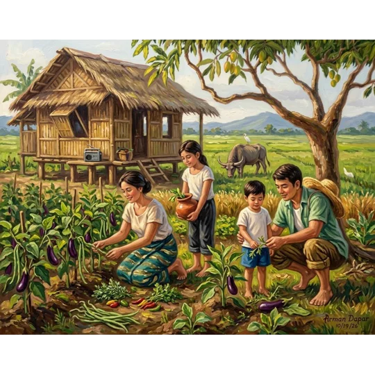 Pag-aani sa Likod-Bahay - The Backyard Harvest (5 x 7 canvas print)