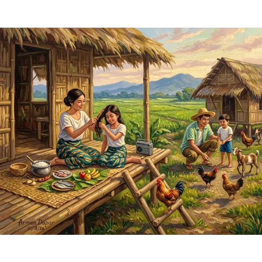 Paggising sa Bukal-Early Morning Routine (5x7 canvas print)