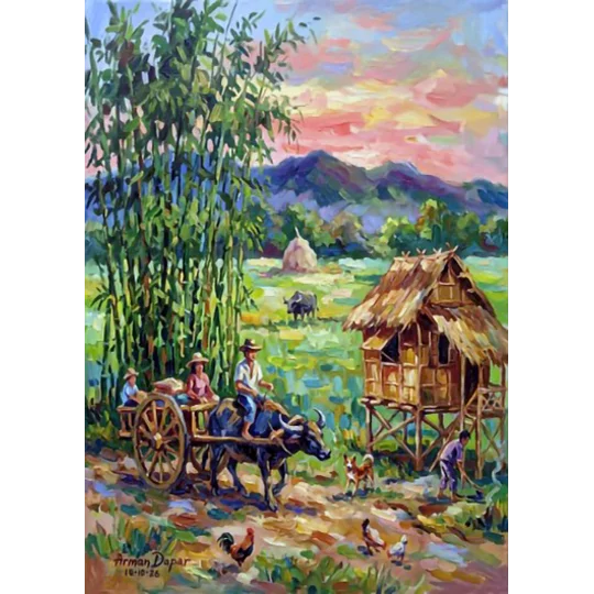Sa Libis ng Nayon - Impressionism (7 x 5 canvas print)