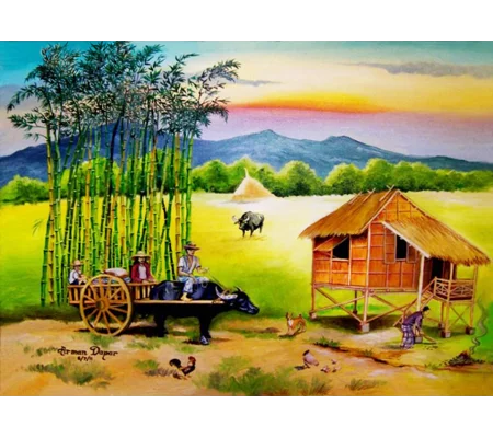 Sa Libis ng Nayon (In the Foothills of the Village) (5 x 7 canvas print)
