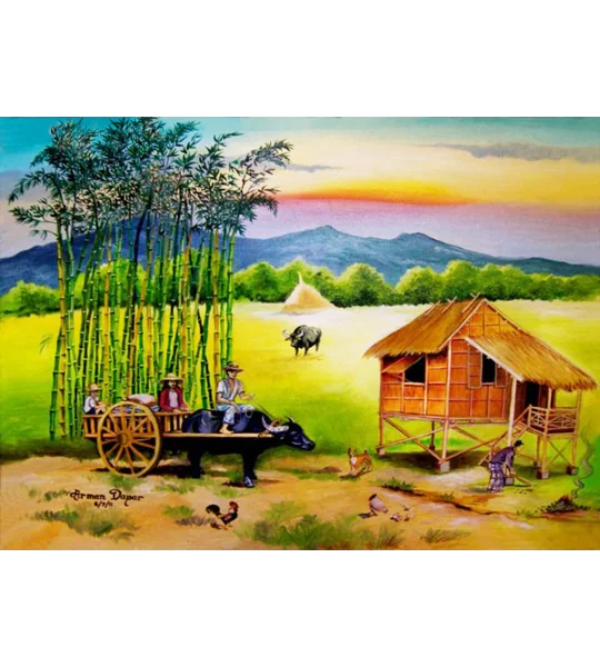Sa Libis ng Nayon (In the Foothills of the Village) (5 x 7 canvas print)