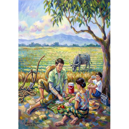Tanghalian sa Bukid - Impressionism (7 x 5 canvas print)