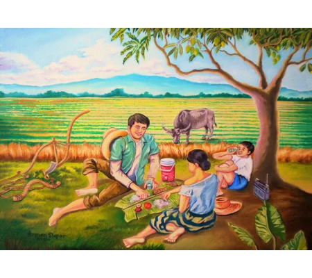 Tanghalian sa Bukid (Lunch in the Field) (5 x 7 canvas print)