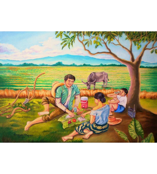 Tanghalian sa Bukid (Lunch in the Field) (5 x 7 canvas print)