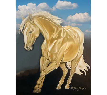 The Golden Stallion-Mixed Media (5 x 7 canvas print)