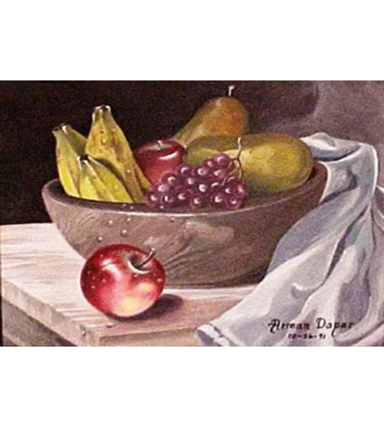 The Wooden Fruit Bowl (5 x 7 canvas print)