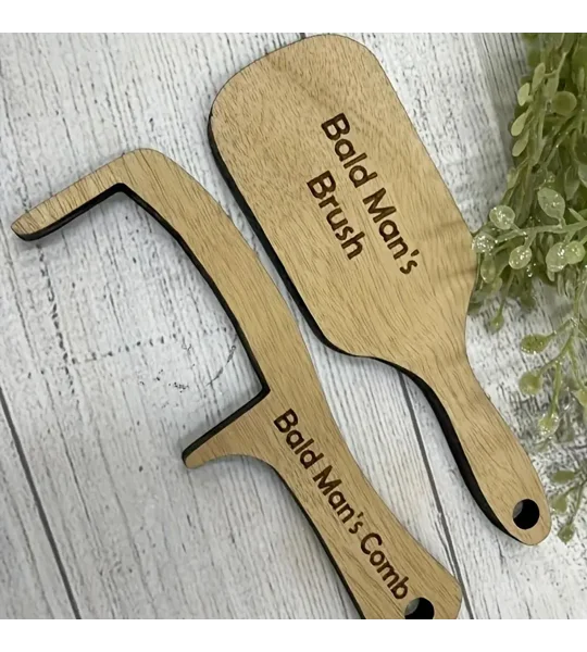 Funny Bald Man Wooden Comb or Brush Gag Gift – Hilarious Novelty Gift for Men – FREE SHIPPING