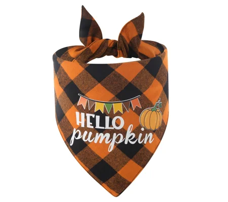Thanksgiving Plaid Pet Bandana – Cotton Fall Dog & Cat Scarf for Holiday Photos – FREE SHIPPING