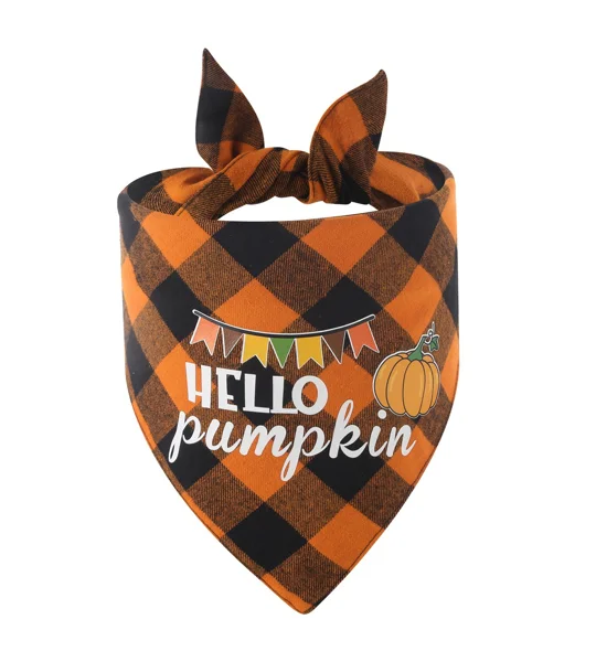 Thanksgiving Plaid Pet Bandana – Cotton Fall Dog & Cat Scarf for Holiday Photos – FREE SHIPPING