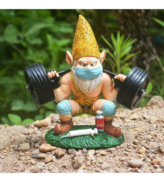 Weightlifting Gnome Garden Statue – Hand-Painted Resin Strongman Gnome Ornament – FREE SHIPPING